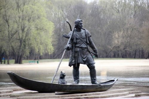 Monument  to the first resident of Gomel at the bank of the River Sozh in Gomel
