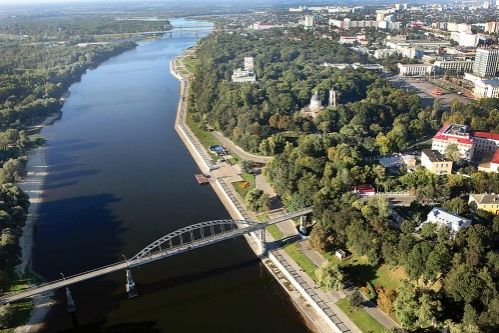 Famous Gomel park over the River Sozh