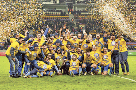 BATE footballers celebrate their 11th championship title