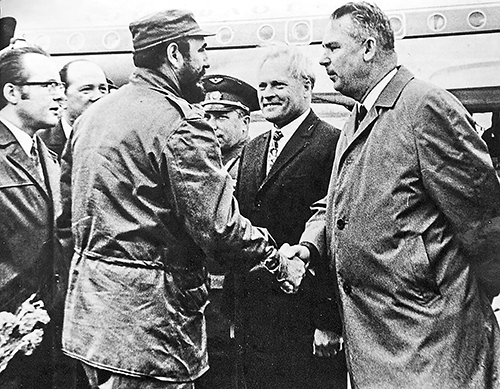 Во время встречи кубинской делегации во главе с Фиделем Кастро.