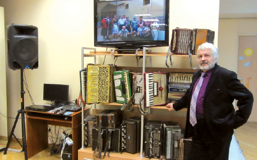 Dmitry Rovensky is a passionate collector of harmonicas, accordions and button accordions