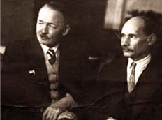 Якуб Колас (справа) і Янка Купала